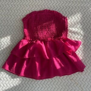 shein hot pink flowy tube top